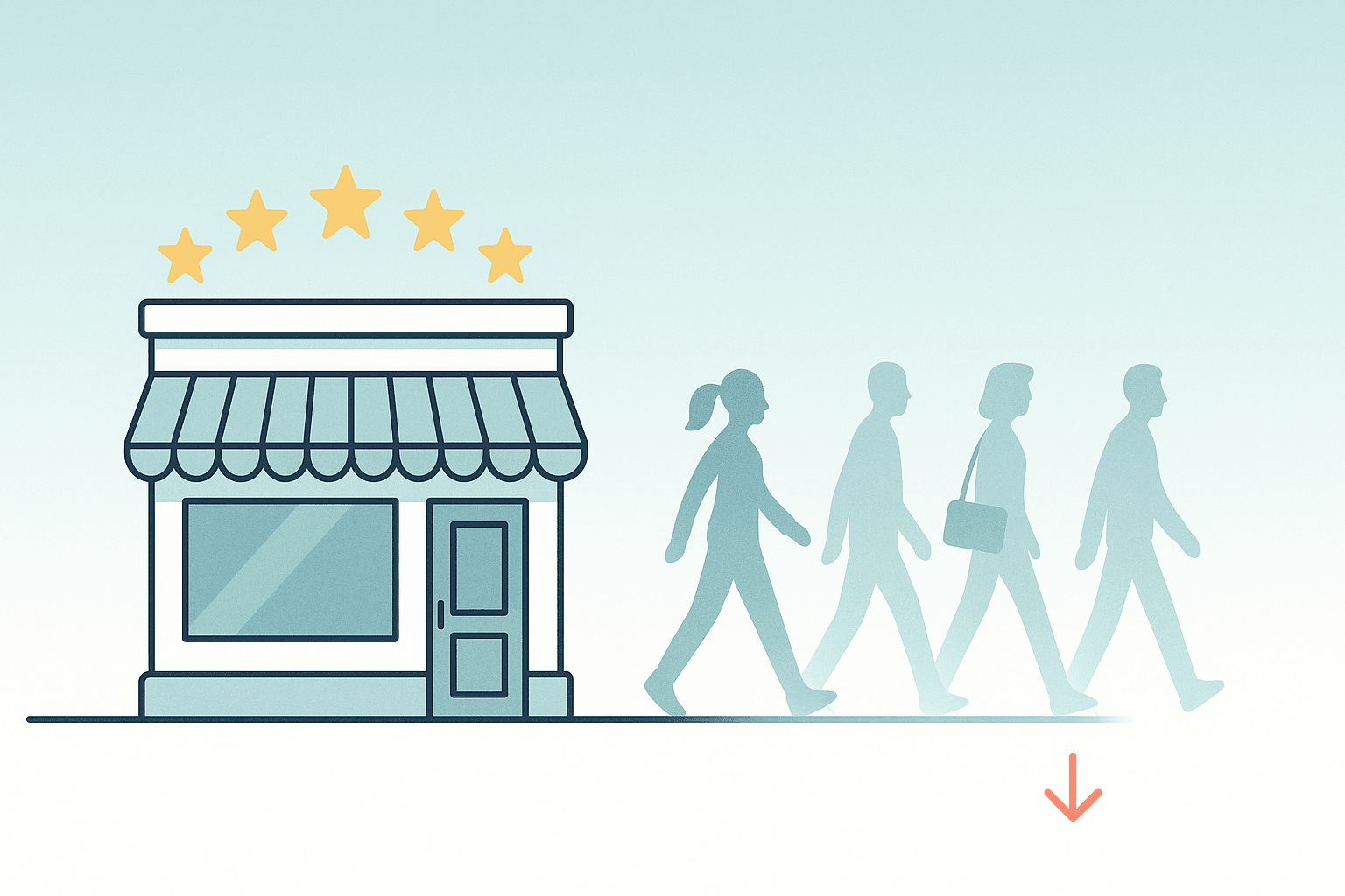 Customers walking past a small business that isn't visible online